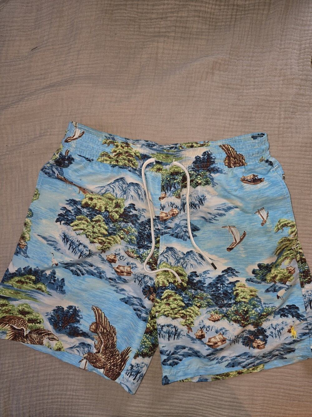 Polo Ralph Lauren Swim Trunks Mens Size Large Tropical Drawstring Beach shorts